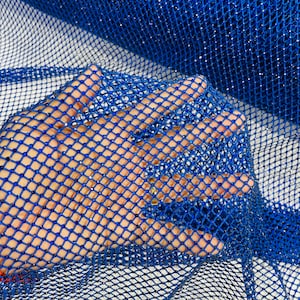 Royal Blue Rhinestone Fishnet Fabric: 4-way Stretch Spandex, Crystal ...
