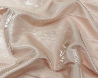 Blush Liquid Crystal silk satin By The Yard, Liquid Bridal Satin, Water Shine Ultra Glossy Shimmer Bridal Satin, Crystal Reflective Satin