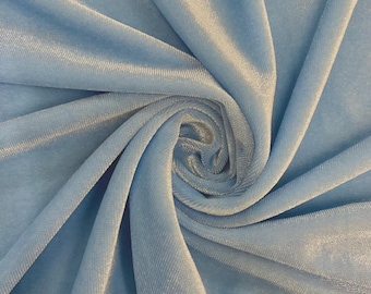 Light Blue Stretch Velvet Fabric: 60" Wide Polyester Spandex