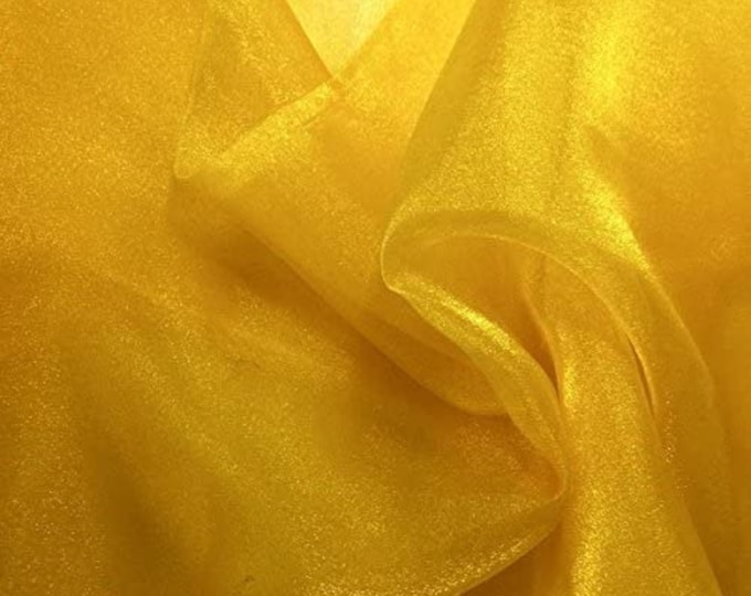 GOLD Sparkle Crystal Sheer Organza Fabric Shiny for Fashion, Crafts, Decorations 60" by the Yard (Pick a Size)