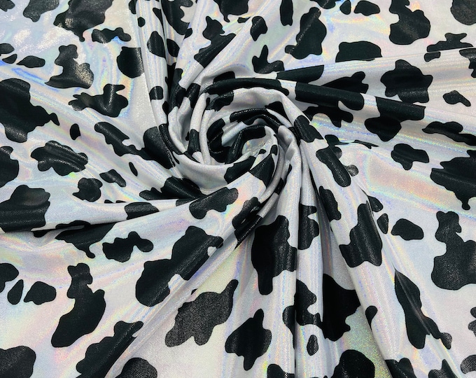 Iridescent Cow Print Spandex Fabric: 4-Way Stretch, 60" Wide