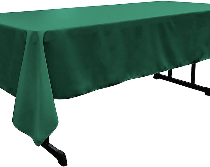 60" Wide Teal Polyester Poplin Rectangular Tablecloth, Polyester Rectangular Cloth Table Covers for All Events (Pick a Size)