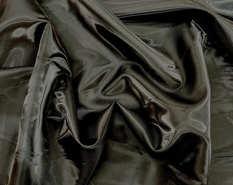 Black Liquid Crystal Satin Fabric By The Yard: Ultra Glossy Bridal Satin