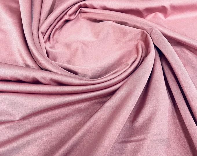 Dusty Rose Shiny Milliskin Nylon Spandex Fabric 4 Way Stretch Prom-Gown-Dress, 58" Wide Sold by The Yard (Pick a Size)