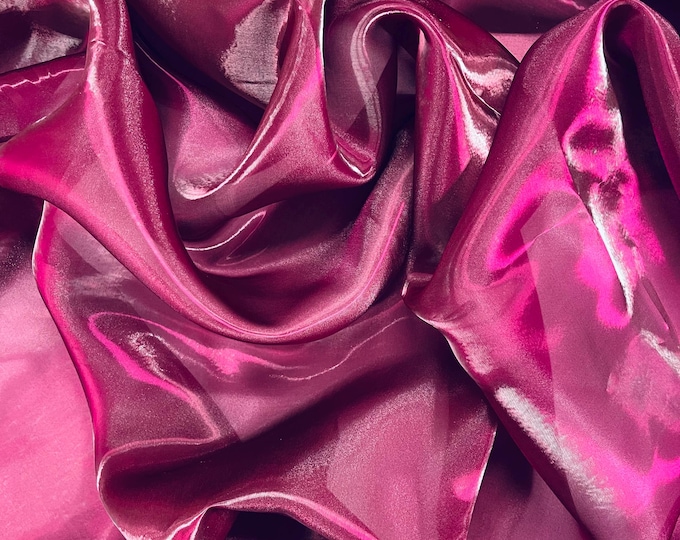 Burgundy Liquid Organza Fabric: Crystal Reflective Glossy Sheer Organza, 60" Wide By The Yard