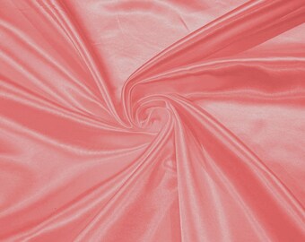 Coral Shiny Bridal Satin Fabric: 60" Wide, Sold By The Yard