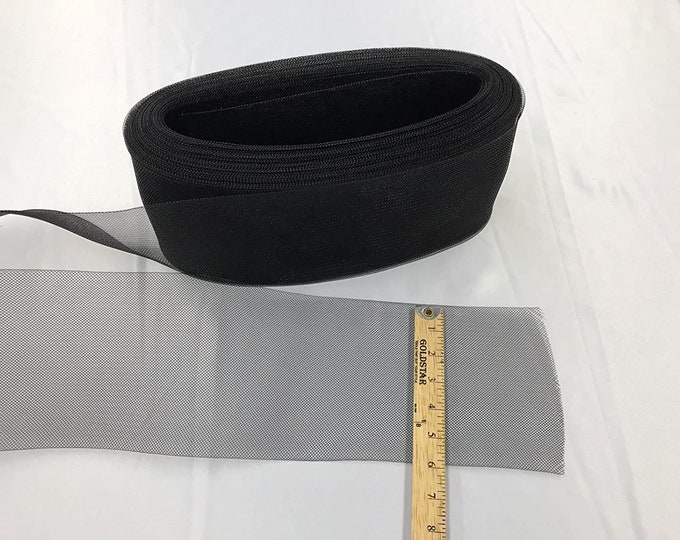 6 Inch Black Crinoline Horsehair Braid Trim-Wedding-Bridal-Decorations-Crafts-Sold By The Yard (Choose The Quantity)