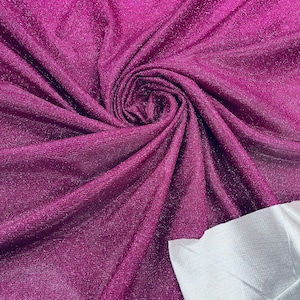 Fuchsia Shimmer Fabric by yard, Stretch Glitter Fabric | Luxury Sparkle Fabric | Glimmer | Fuchsia Glitter Fabric for Prom-Gown-Backdrop