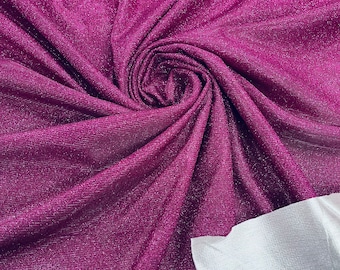 Fuchsia Shimmer Stretch Fabric: Luxury Glitter Spandex, 58-60" Wide