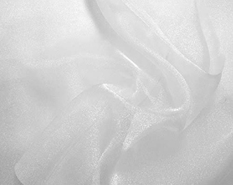 WHITE Sparkle Crystal Sheer Organza Fabric Shiny for Fashion, Crafts, Decorations 60" by the Yard (Pick a Size)