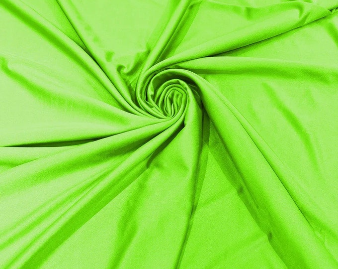 Neon Lime Green Shiny Milliskin Nylon Spandex Fabric 4 Way Stretch Prom-Gown-Dress, 58" Wide Sold by The Yard (Pick a Size)