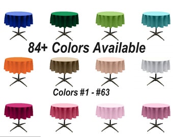 Solid Round Tablecloth - Round Table Cover for Event Decor, Party Tables, Available in Different Sizes & Colors (Colors #1-63)