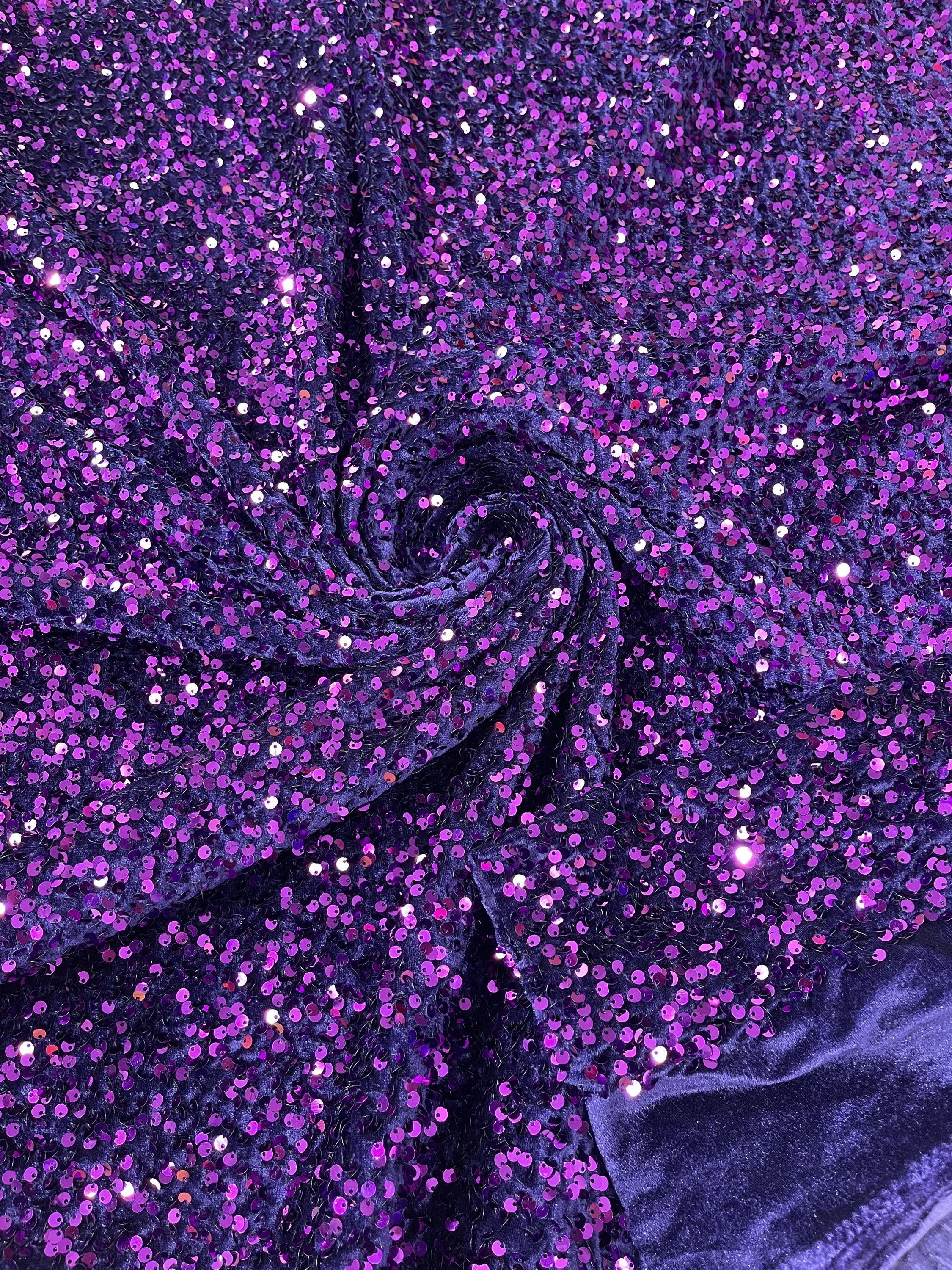 Iridescent Purple Smooth Stretch Glitter Dress Fabric - OneYard