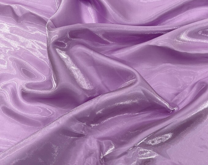 Lavender Liquid Crystal silk satin By The Yard, Liquid Bridal Satin, Water Shine Ultra Glossy Shimmer Bridal Satin, Crystal Reflective Satin