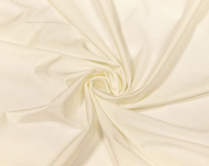 Ivory Shiny Milliskin Nylon Spandex Fabric 4 Way Stretch Prom-Gown-Dress, 58" Wide Sold by The Yard (Pick a Size)