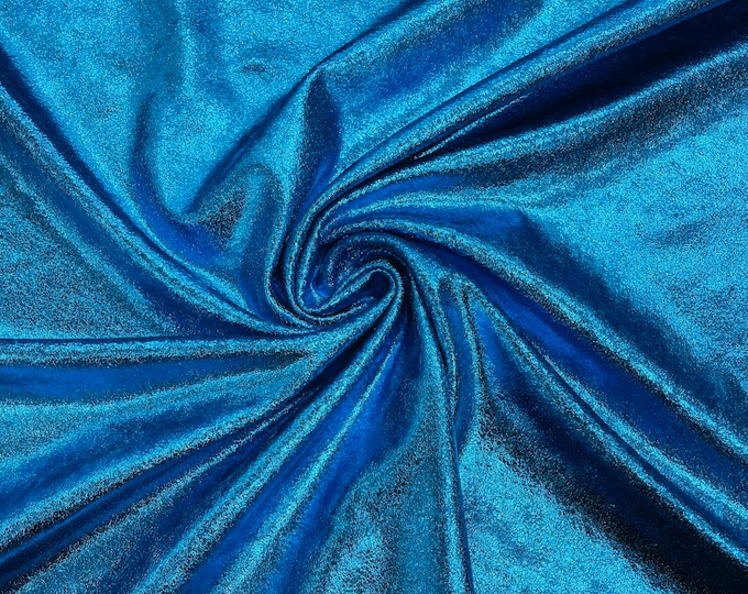 Turquoise Foiled Stretch Velvet By The Yard | Velvet Fabric | Foiled Velvet 4Way Stretch 60'' Wide, Sewing, Apparel, Mia Fabrics Inch