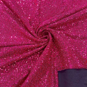 Fuchsia 4 Way Stretch Lurex Fabric By Yard, Shiny Sequins Lurex Fabric, Shimmer Lurex Fabric, Lurex Sequin Fabric, Metallic Lurex Spandex