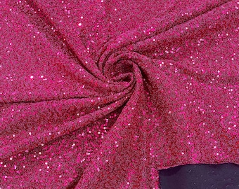 Fuchsia Sequin Lurex Fabric: 4-Way Stretch Spandex By The Yard