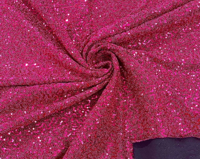 Fuchsia 4 Way Stretch Lurex Fabric By Yard, Shiny Sequins Lurex Fabric, Shimmer Lurex Fabric, Lurex Sequin Fabric, Metallic Lurex Spandex