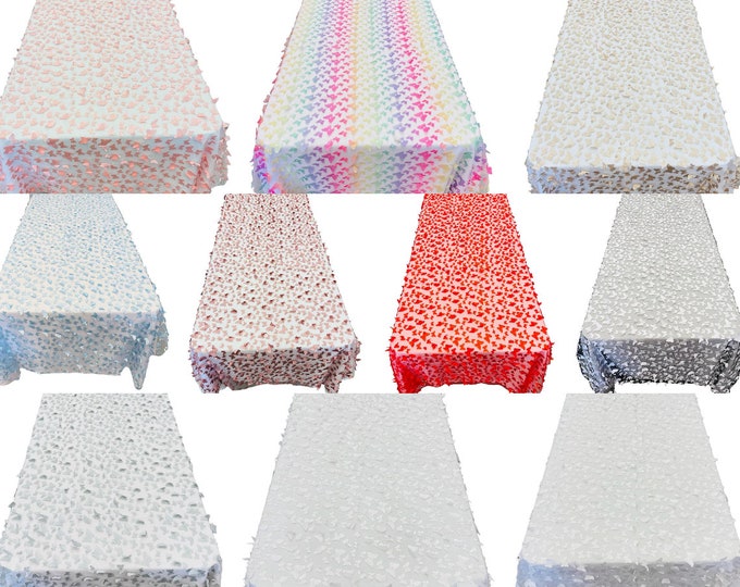 3D Butterfly Table Cover - 52" x 102" 3D Butterfly Mesh Tablecloth for Event Decor, Party, Wedding, Prom and More (Pick Color)