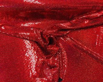 Iridescent Red Honeycomb Foil Fabric: Hexagon Print Spandex