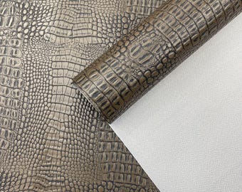 Wood Brown Crocodile Marine Vinyl Fabric: Waterproof Outdoor Upholstery