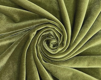 Light Olive Stretch Velvet Fabric: 60" Wide, Apparel, Costume Mia Fabrics