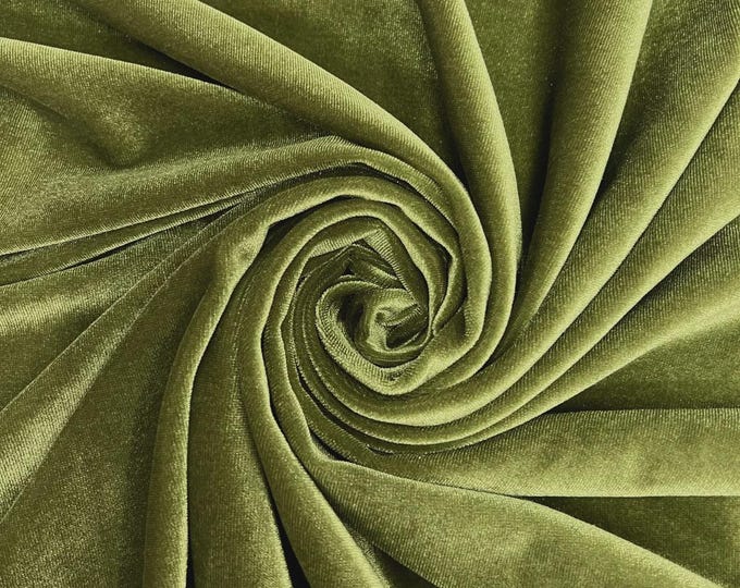 Light Olive Stretch Velvet Fabric: 60" Wide, Apparel, Costume Mia Fabrics