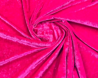 Hot Pink Stretch Crushed Velvet Fabric Sold By The Yard - 58”/60'' Wide, Sewing, Apparel, Costume, Craft
