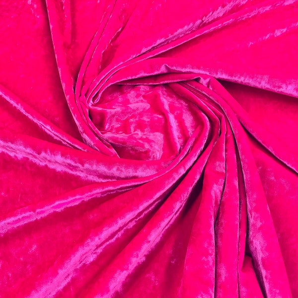 Hot Pink Stretch Crushed Velvet Fabric Sold By The Yard - 58”/60'' Wide, Sewing, Apparel, Costume, Craft