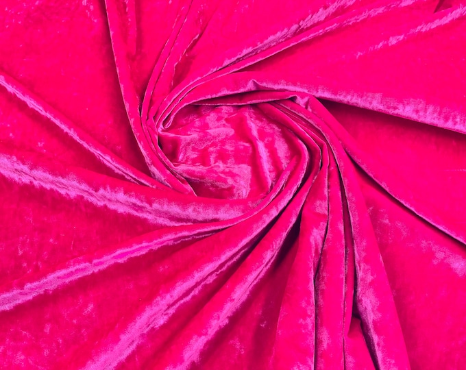 Hot Pink Stretch Crushed Velvet Fabric Sold By The Yard - 58”/60'' Wide, Sewing, Apparel, Costume, Craft