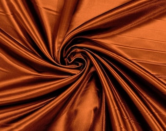 Rust - 60" Shiny Heavy Bridal Satin Fabric for Wedding, Gala, Prom Dress Sold By Yard