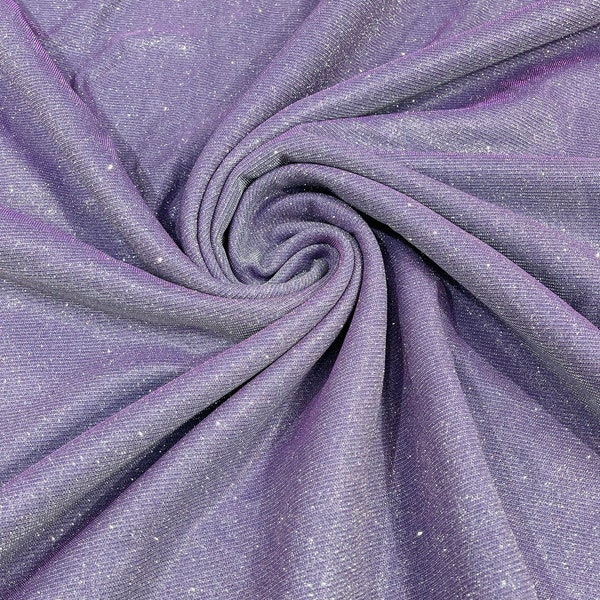Lilac Shimmer Fabric by yard, Stretch Glitter Fabric | Luxury Sparkle Fabric | Glimmer | Glitter Fabric for Prom-Gown-Backdrop