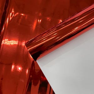 Red Chrome Mirror Vinyl Fabric: Reflective Upholstery Material, 54&quot; Wide