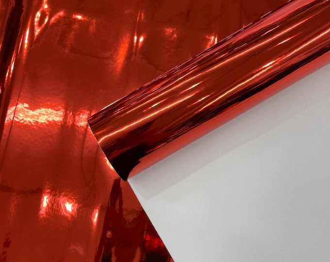 Red Chrome Mirror Reflective Vinyl Fabric By The Yard, Crafting Fabric Upholstery Vinyl Fabric Chrome Mirror Reflective Vinyl
