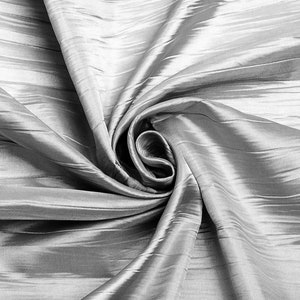 Silver Crushed Taffeta Fabric: 54&quot; Wide Polyester Creased Material