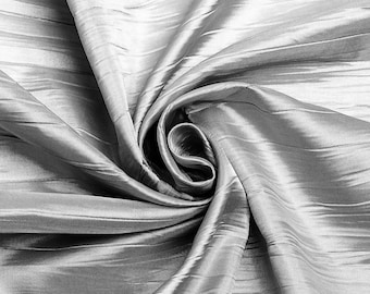 Silver Crushed Taffeta Fabric: 54" Wide Polyester Creased Material