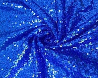 Royal Blue Sequin Fabric Mini Glitz Sequins, By The Yard Sequin Fabric Dresses-Nightgowns-Prom Gown (Choose The Quantity)