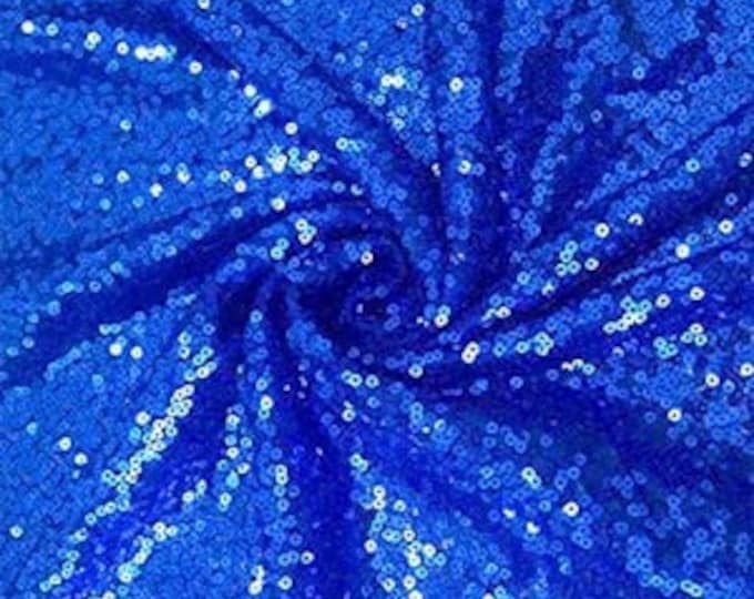 Royal Blue Sequin Fabric Mini Glitz Sequins, By The Yard Sequin Fabric Dresses-Nightgowns-Prom Gown (Choose The Quantity)