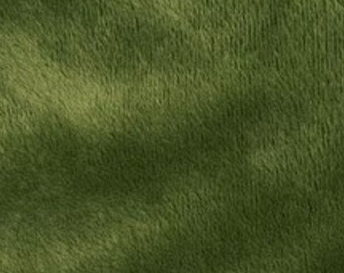 Olive Minky Fabric By The Yard, 60” Wide, Ultra Soft Fabric, 3.mm Pile, Used for Blanket, Mia' Fabrics Inc