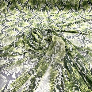 Green-Black Exotic Snake Design Print on Power Mesh Fabric 60&quot; Wide, 4 Way Stretch Sold By The Yard (Free Shipping)