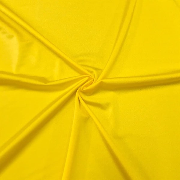 Yellow Shiny Milliskin Nylon Spandex Fabric 4 Way Stretch Prom-Gown-Dress, 58" Wide Sold by The Yard (Pick a Size)