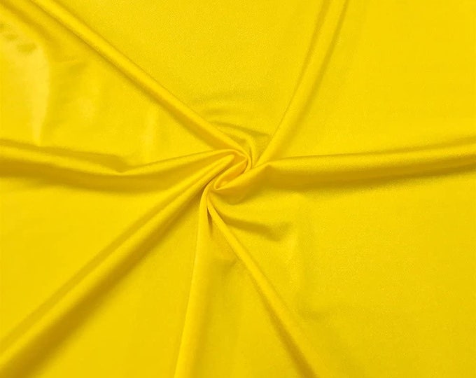 Yellow Shiny Milliskin Nylon Spandex Fabric 4 Way Stretch Prom-Gown-Dress, 58" Wide Sold by The Yard (Pick a Size)