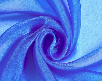 Royal Blue Sparkle Organza Fabric: Sheer Shiny Material, 60" Wide