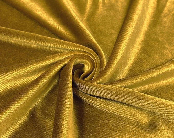 Mia Fabrics Mustard Stretch Velvet Fabric 60'' Wide, Sewing, Apparel, Costume, Craft {Choose quantity}
