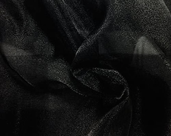 BLACK Sparkle Crystal Sheer Organza Fabric Shiny for Fashion, Crafts, Decorations 60" by the Yard (Pick a Size)