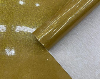 Gold Sparkle Glitter Upholstery Vinyl Fabric - 54" Wide