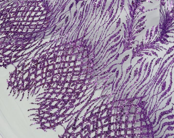Lilac Beaded Fabric by the yard, Bridal Heavy beaded, Damask Pattern With Beads and Sequin, lace for bridals,weddings,prom dress.