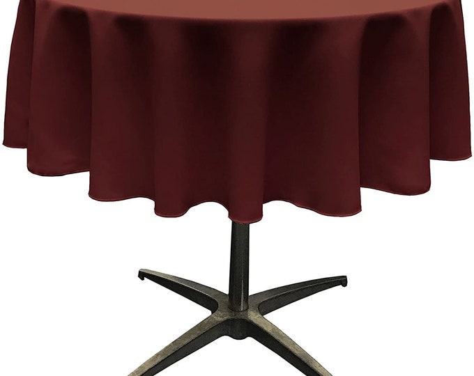 Mia's Fabrics Inc, Burgundy Tablecloth Polyester Poplin Tablecloth Inch Round Banquet Polyester Cloth, Wrinkle Resist Quality (Pick a Size)