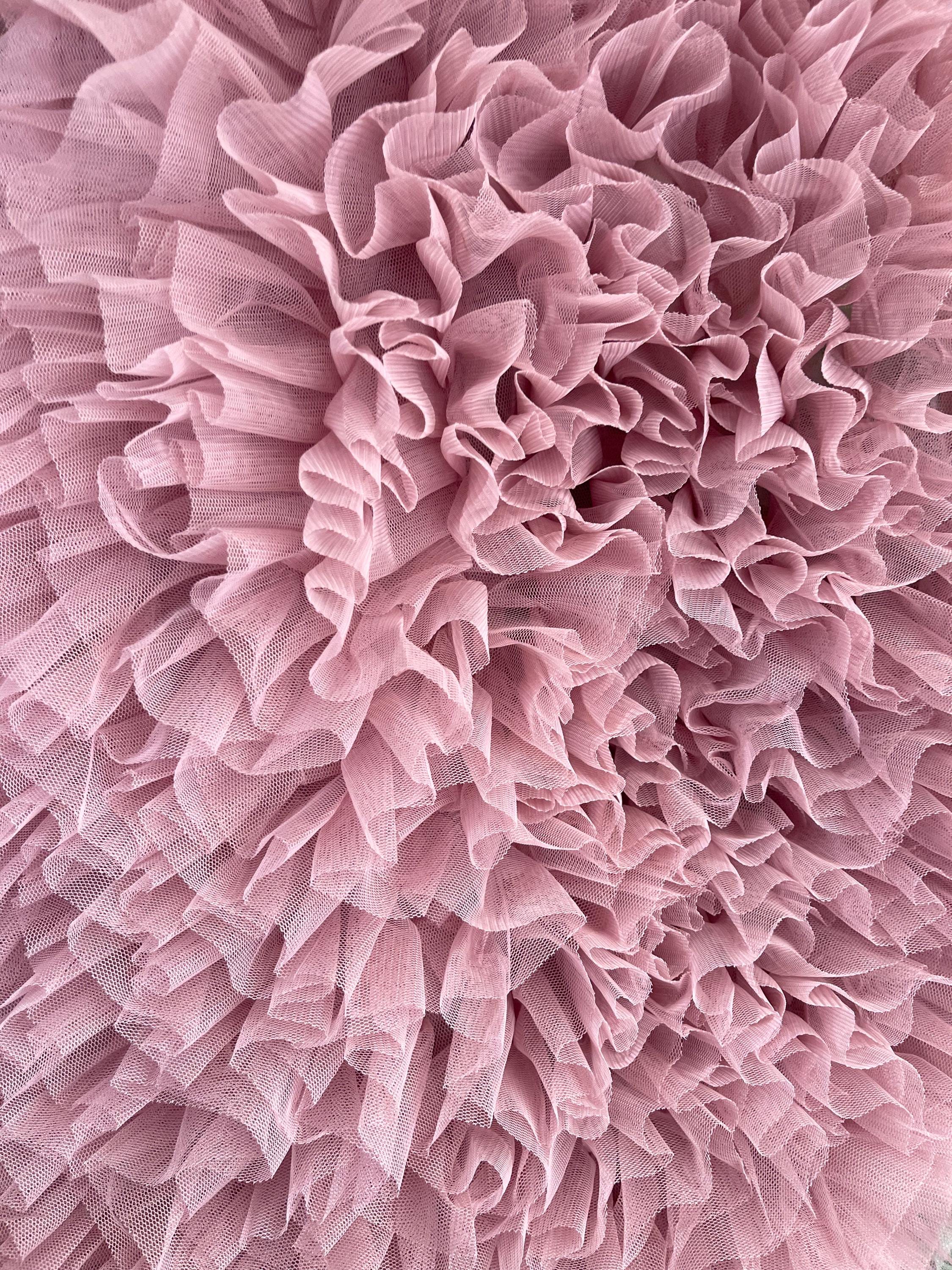 Dusty Rose Tulle Ruffle Fabric, 60